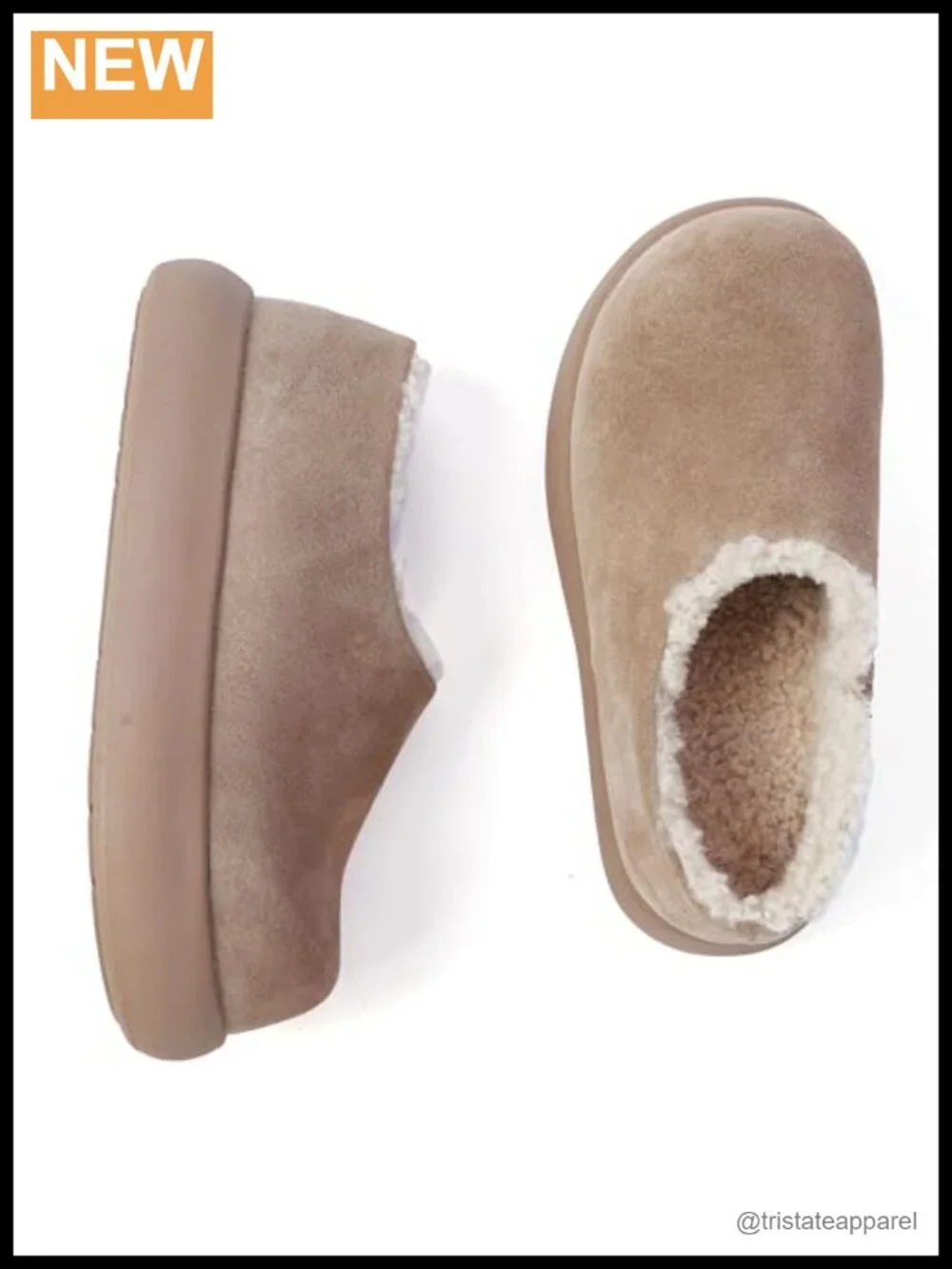 Genuine Suede Waterproof Platform Snow Boots Fleece Lined Slip-On Winter Ankle